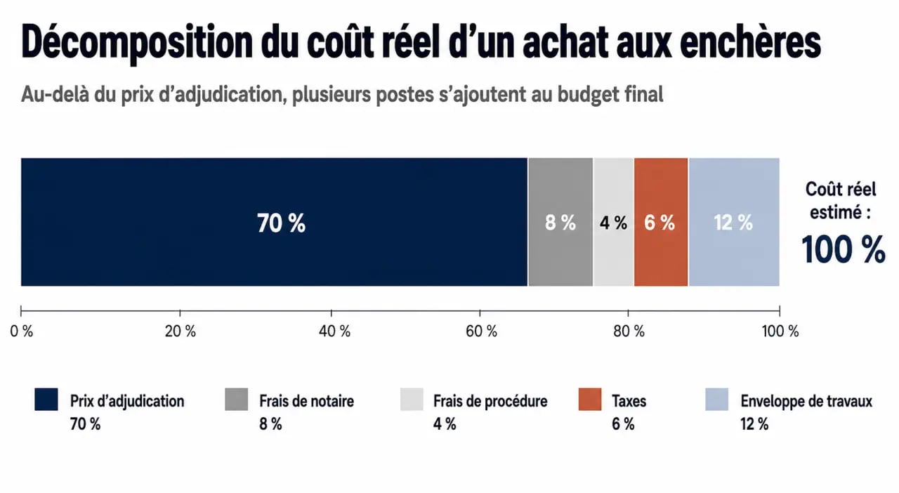 Décomposition du coût total pour acheter aux enchères immobilières
