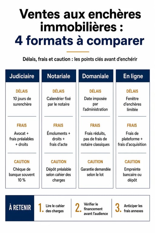 Tableau comparatif des types de ventes aux enchères immobilières pour acheter aux enchères immobilières