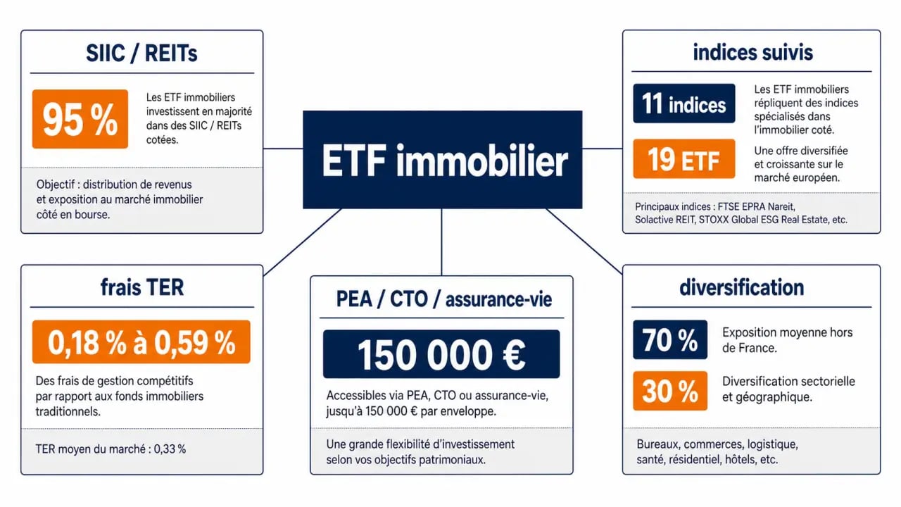 ETF immobilier : chiffres clés, frais et enveloppes fiscales à comparer